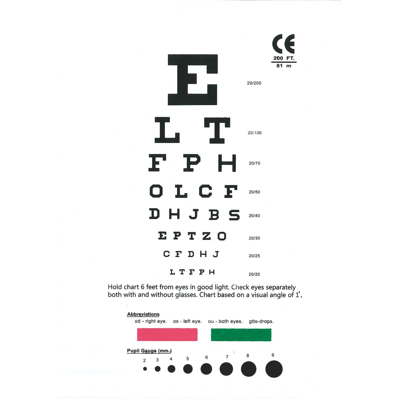 Handheld Snellen Chart Printable Eye Chart Printable