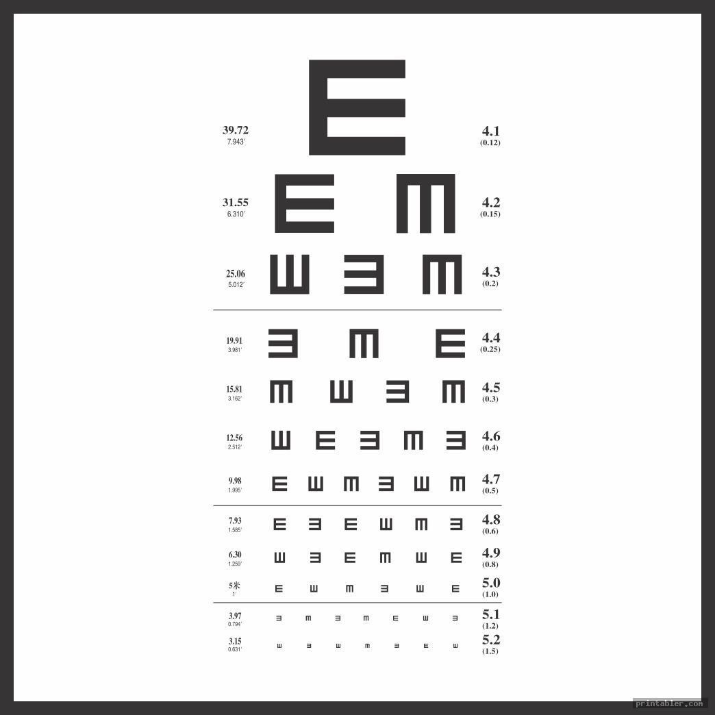 Pediatric Eye Chart | Eye Chart Printable