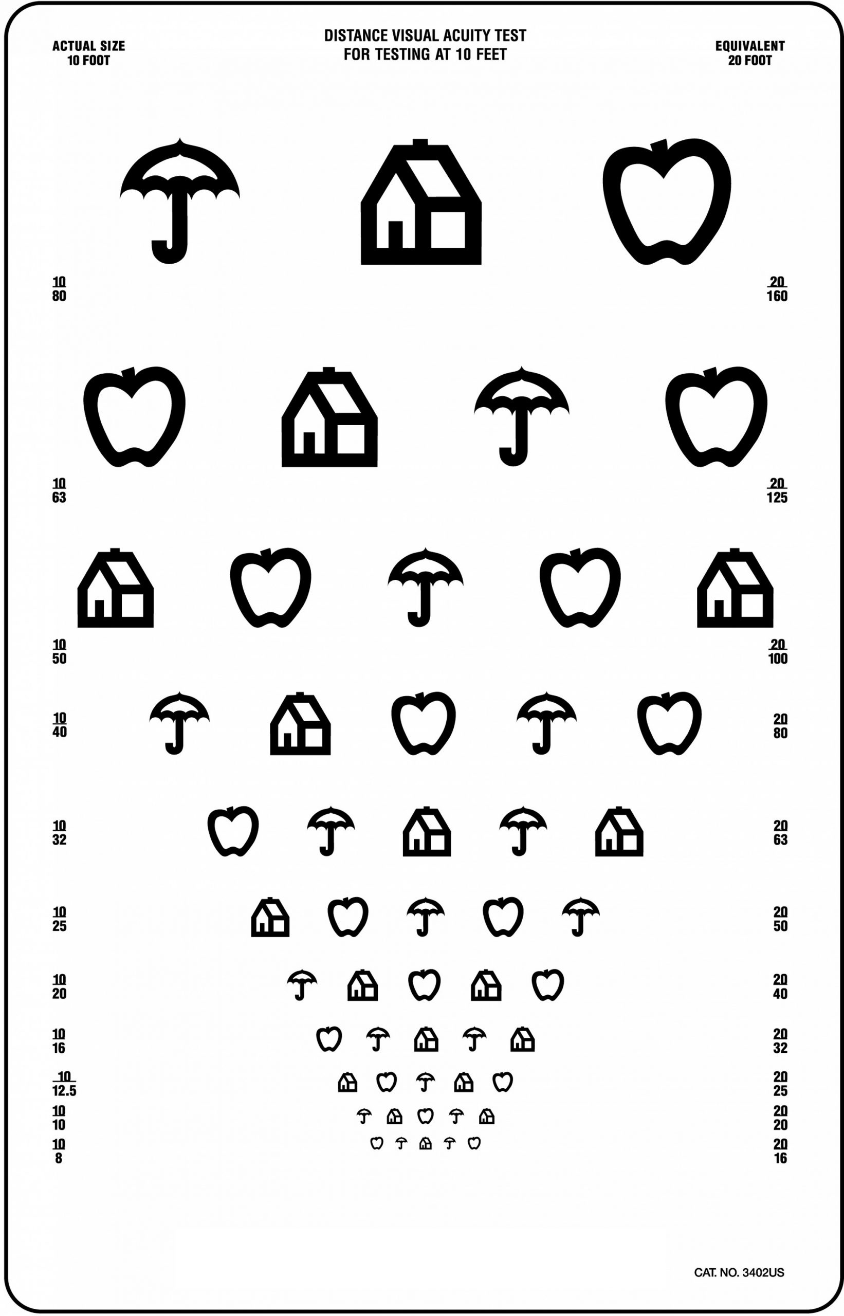 Pediatric Snellen Eye Chart Printable Eye Chart Printable