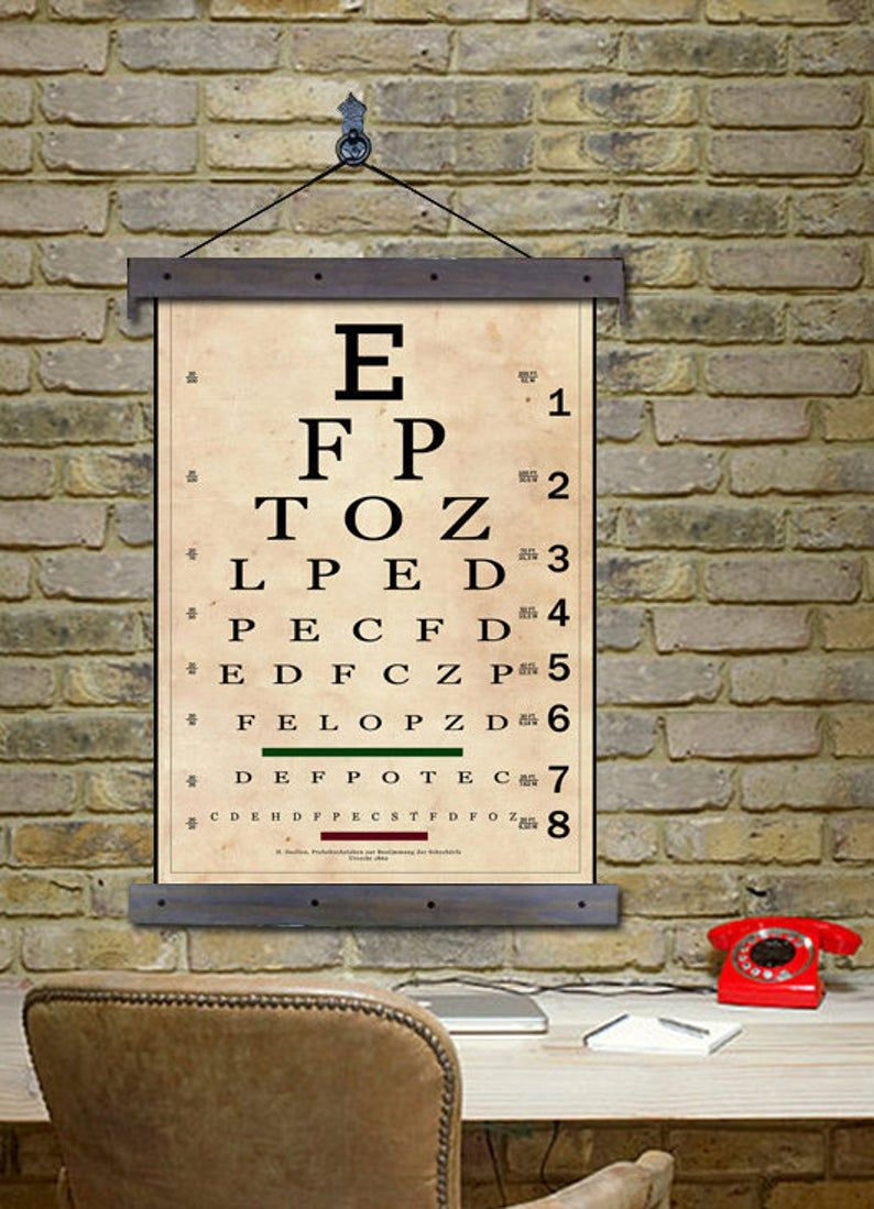 Vintage Eye Chart Snellen Eye Chart Sized At 24 W X 36 H Antique Eye 