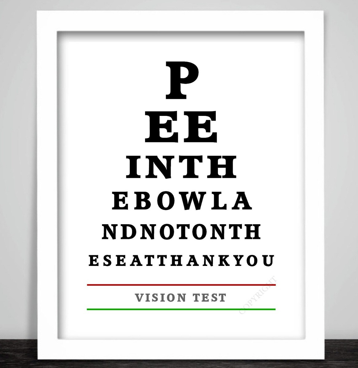 A Funny Eye Chart. Toilet Loo Bathroom Print Poster. Pee In The in Pee In the Bowl Eye Chart Printable