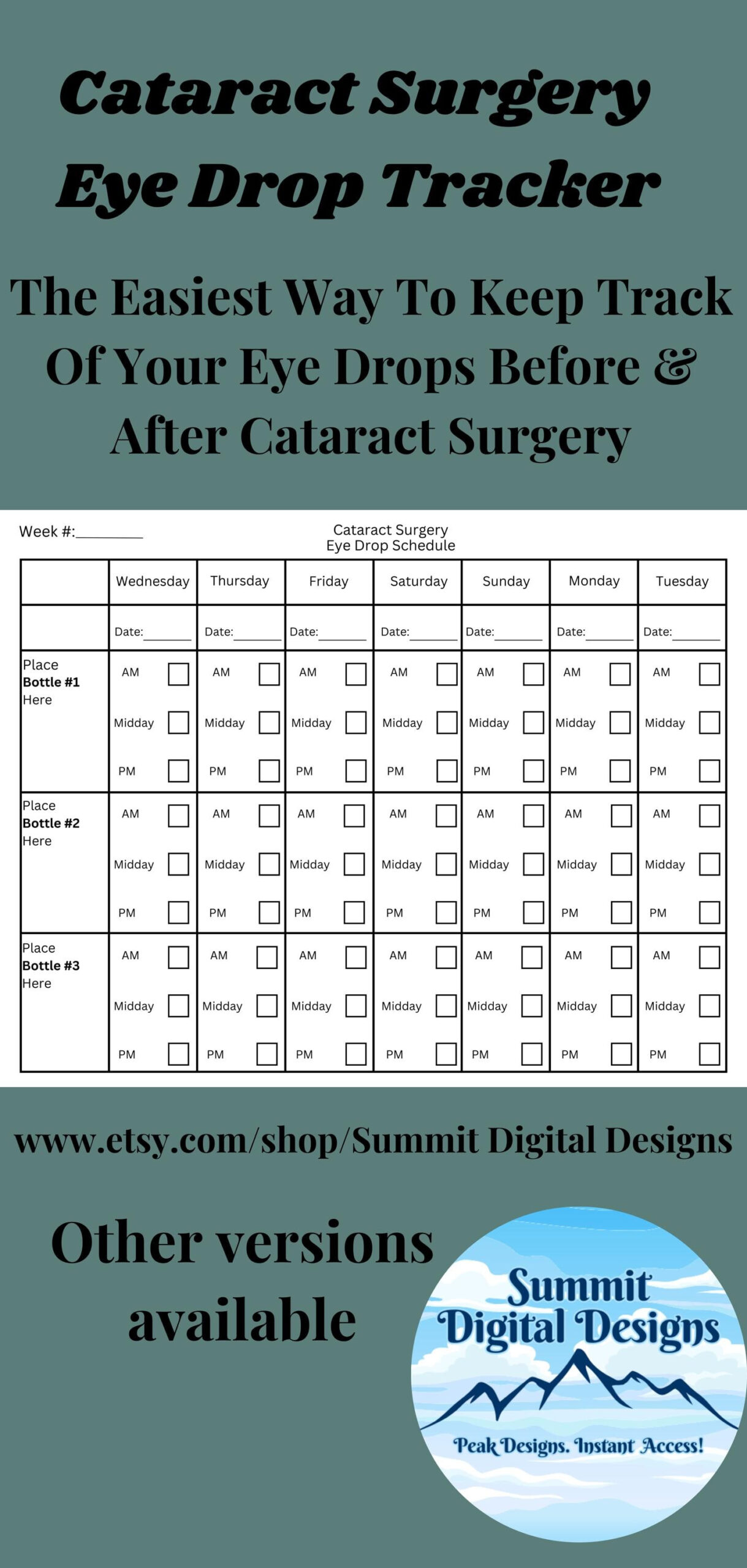 Cataract Eye Drop Schedule For Cataract Surgery Medication Tracker in Printable Eye Drop Medication Chart