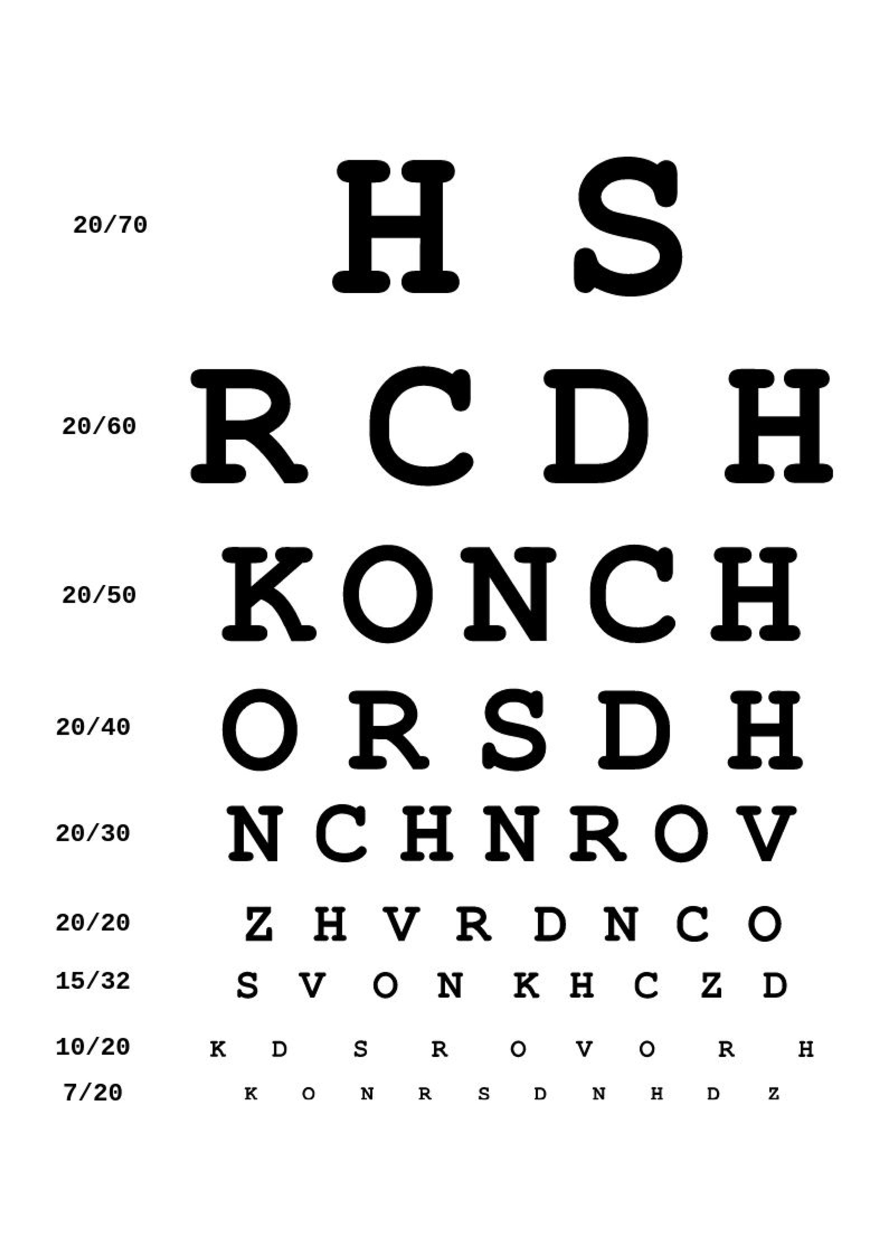 Digital Eye Test Chart In Illustrator, Pdf - Download | Template for Printable Eye Appointment Chart