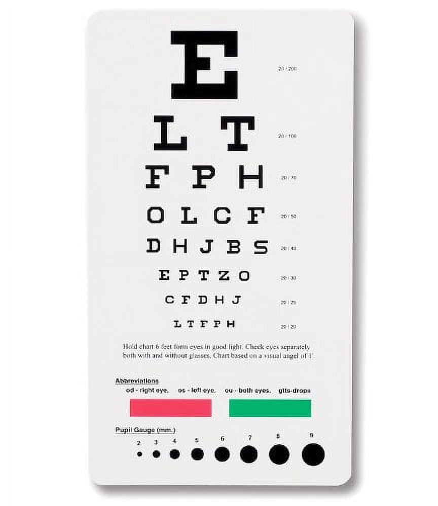 Emi Snellen Pocket Eye Chart Ec-Psn - For Use At 6 Feet - Walmart regarding 6 Foot Snellen Eye Chart