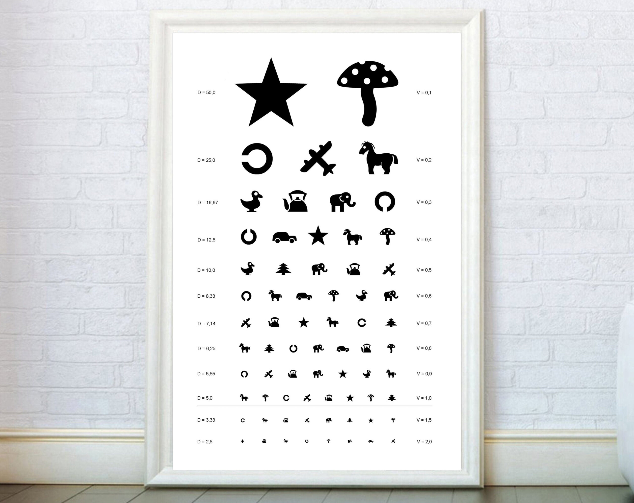 Eye Chart Poster, Children Eye Test Print, Child Pediatric Chart for Printable Mcdonald Eye Chart
