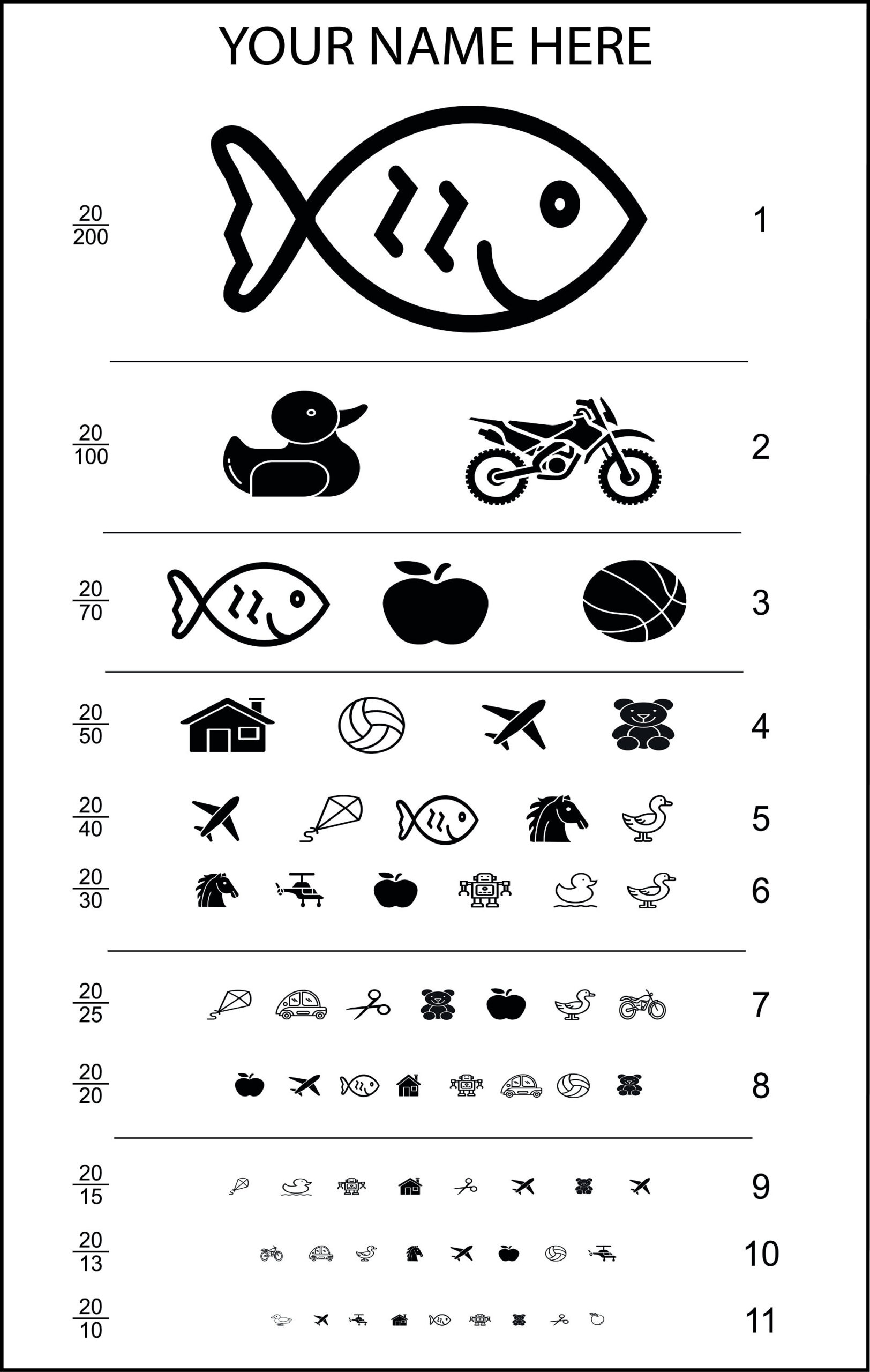 Eye Test Chart For Kids. Print Ready - Etsy Uk in Toddler Eye Chart Printable
