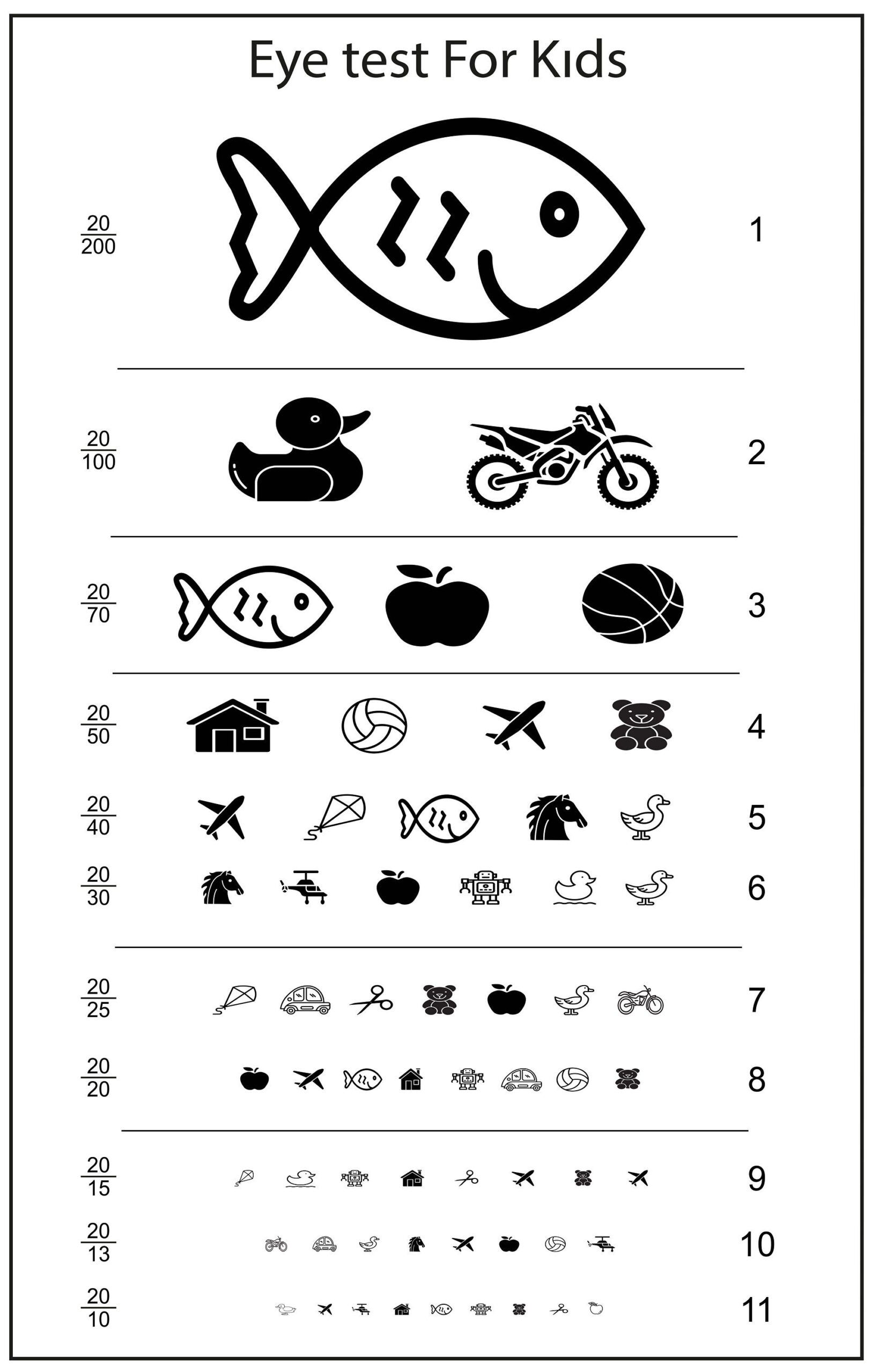 Eye Test Chart For Kids. Print Ready - Etsy Uk intended for Kids Eye Chart Printable