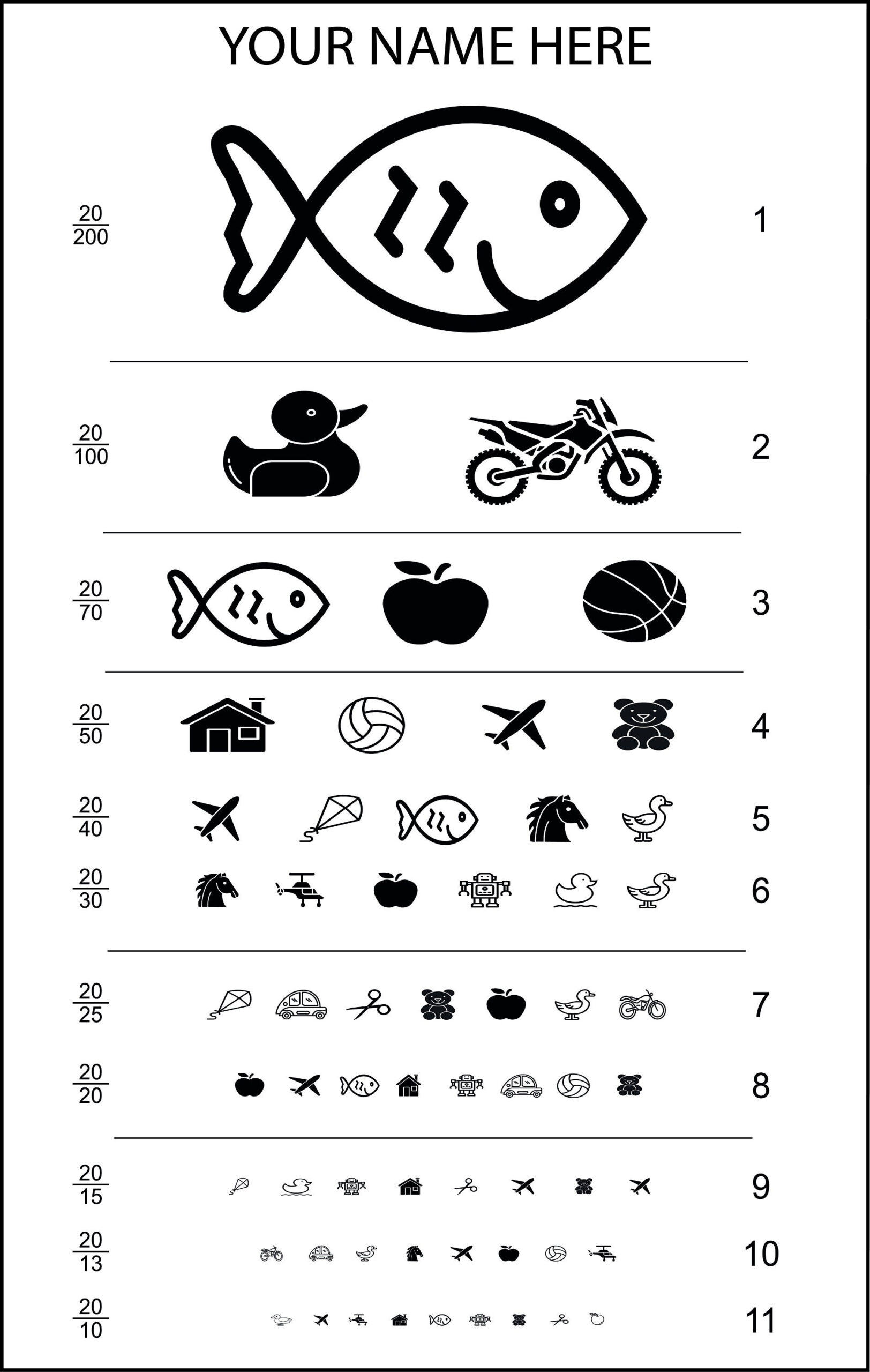 Eye Test Chart For Kids. Print Ready - Etsy Uk pertaining to Pediatric Eye Charts Printable