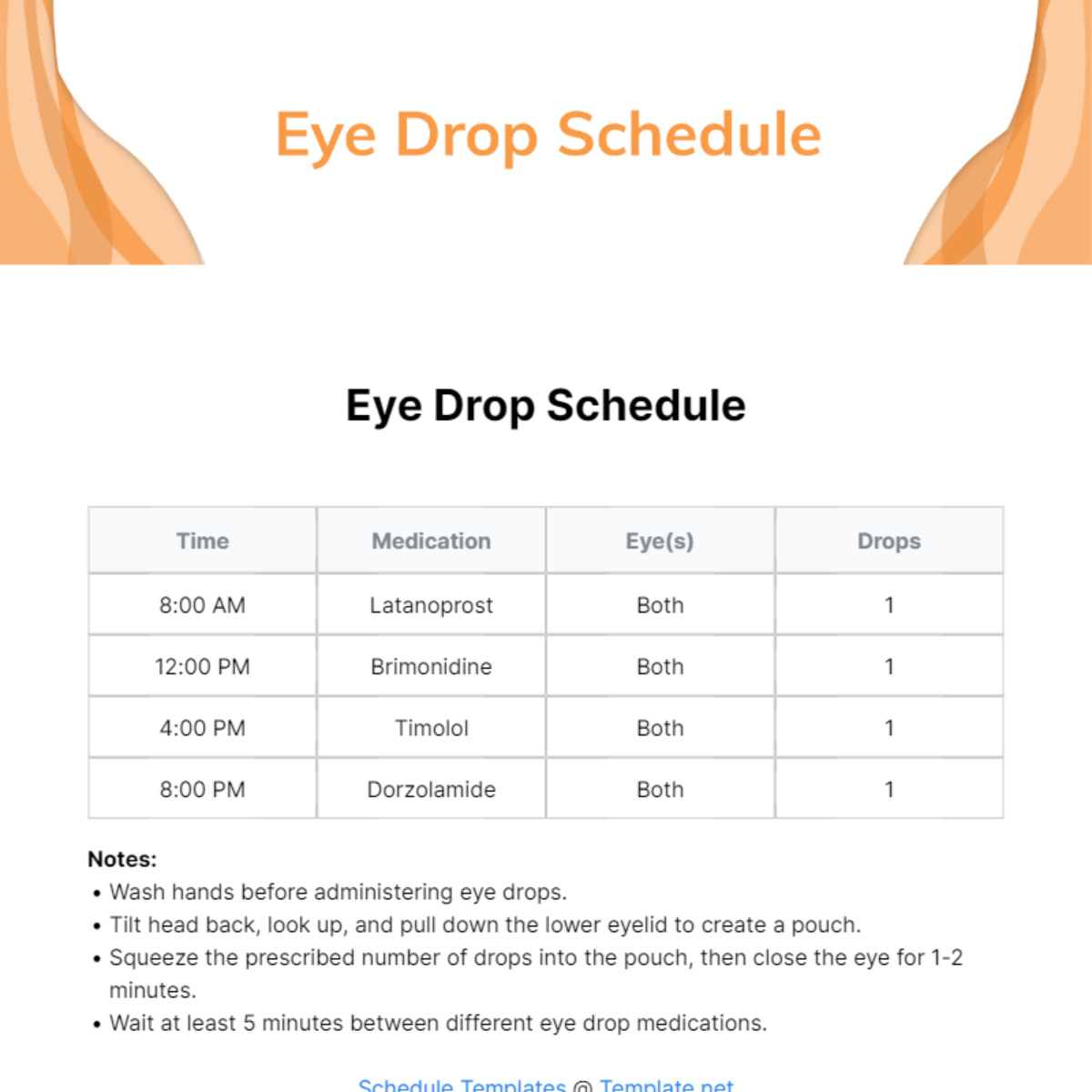 Free Eye Drop Schedule Template To Edit Online inside Printable Eye Drop Medication Chart
