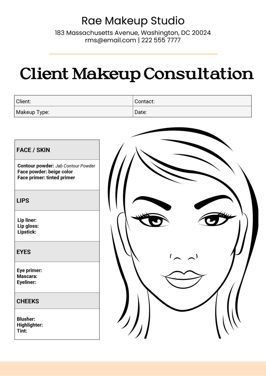 Free Face Chart Templates, Editable And Printable with regard to Printable Chart For Sizing Craft Eyes