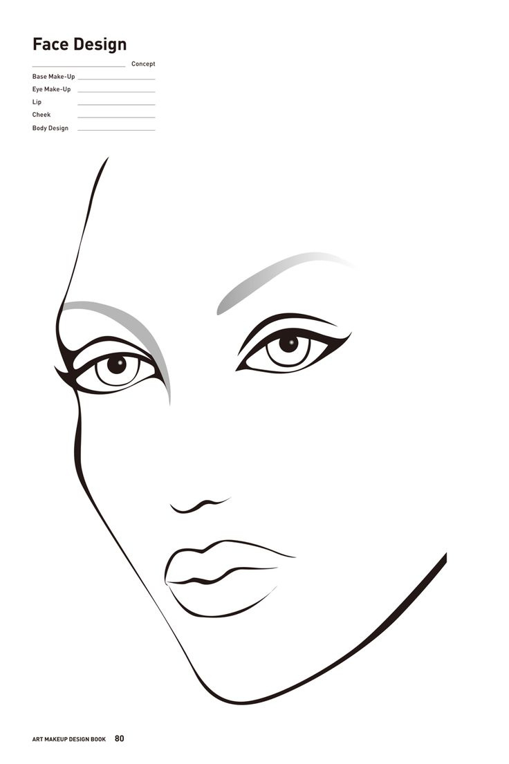 Free Printable Face Chart For Makeup Artists #Facechart#Makeup#Mua inside Eyes Makeup Chart Printables