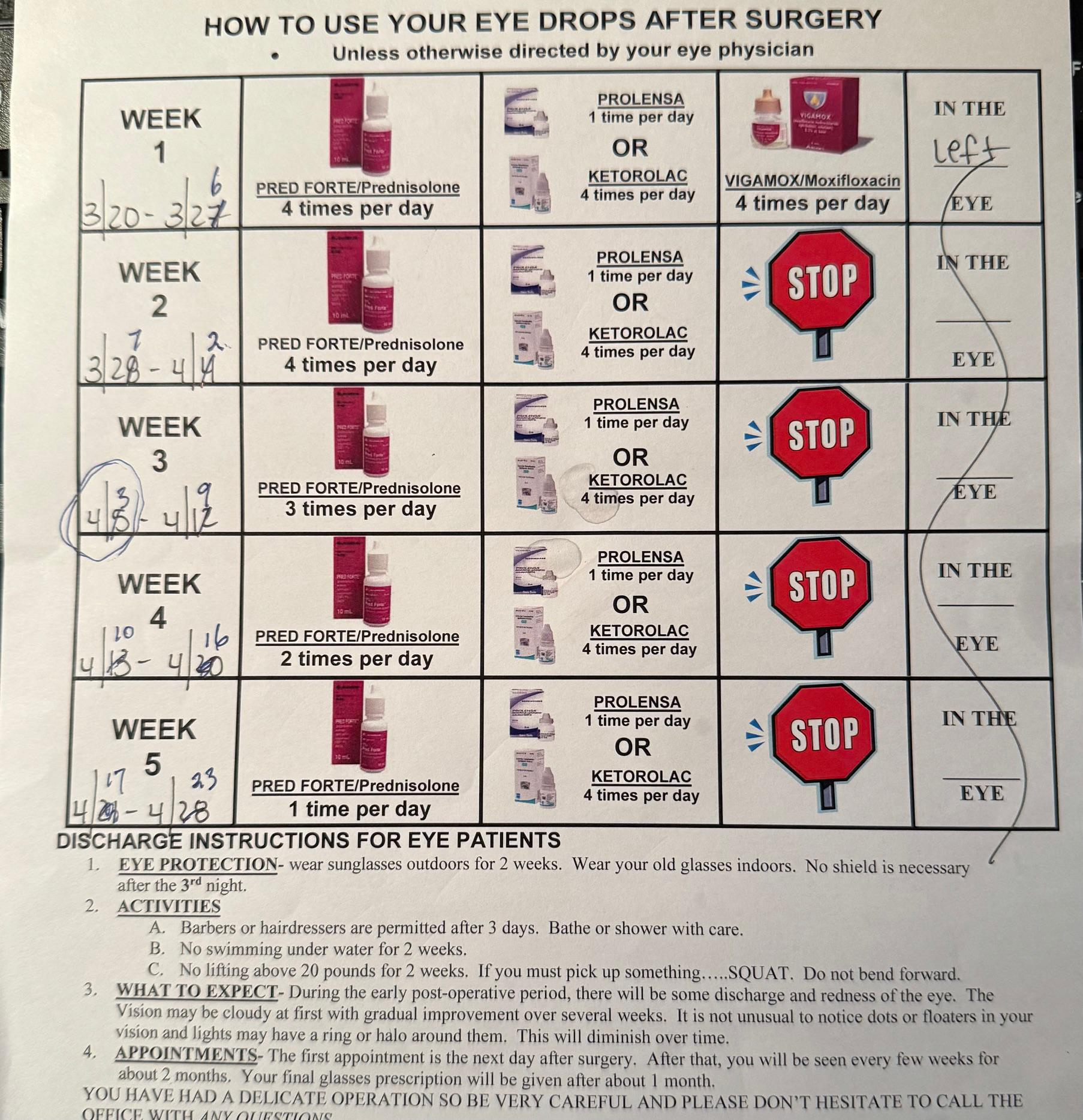 Free Tracking Sheet For Eye Drop Use After Cataract Surgery : R in Eye Drops Chart Printable Free