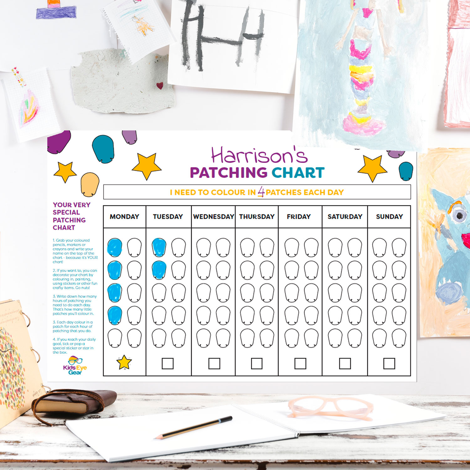 Freebie Patching Chart Printables - Kids Eye Gear in Eye Patch Reward Chart Printable