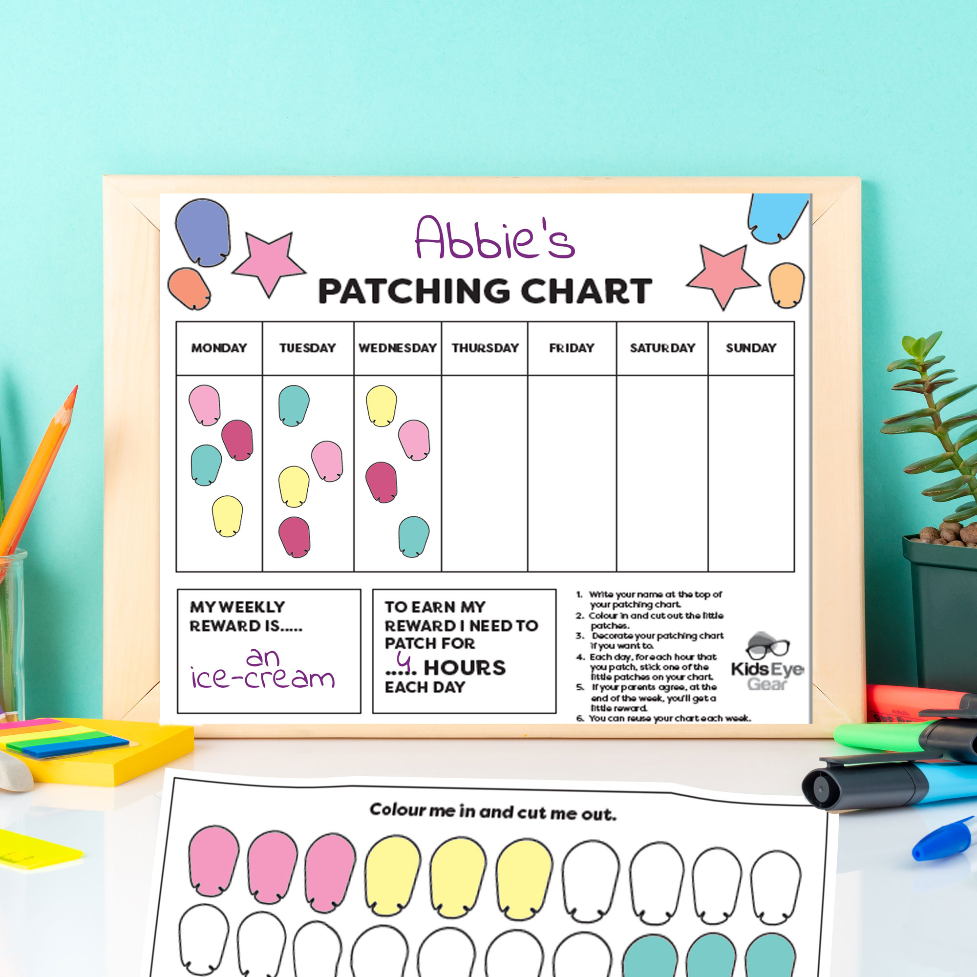 Freebie Patching Chart Printables - Kids Eye Gear inside Printable Eye Patch Chart