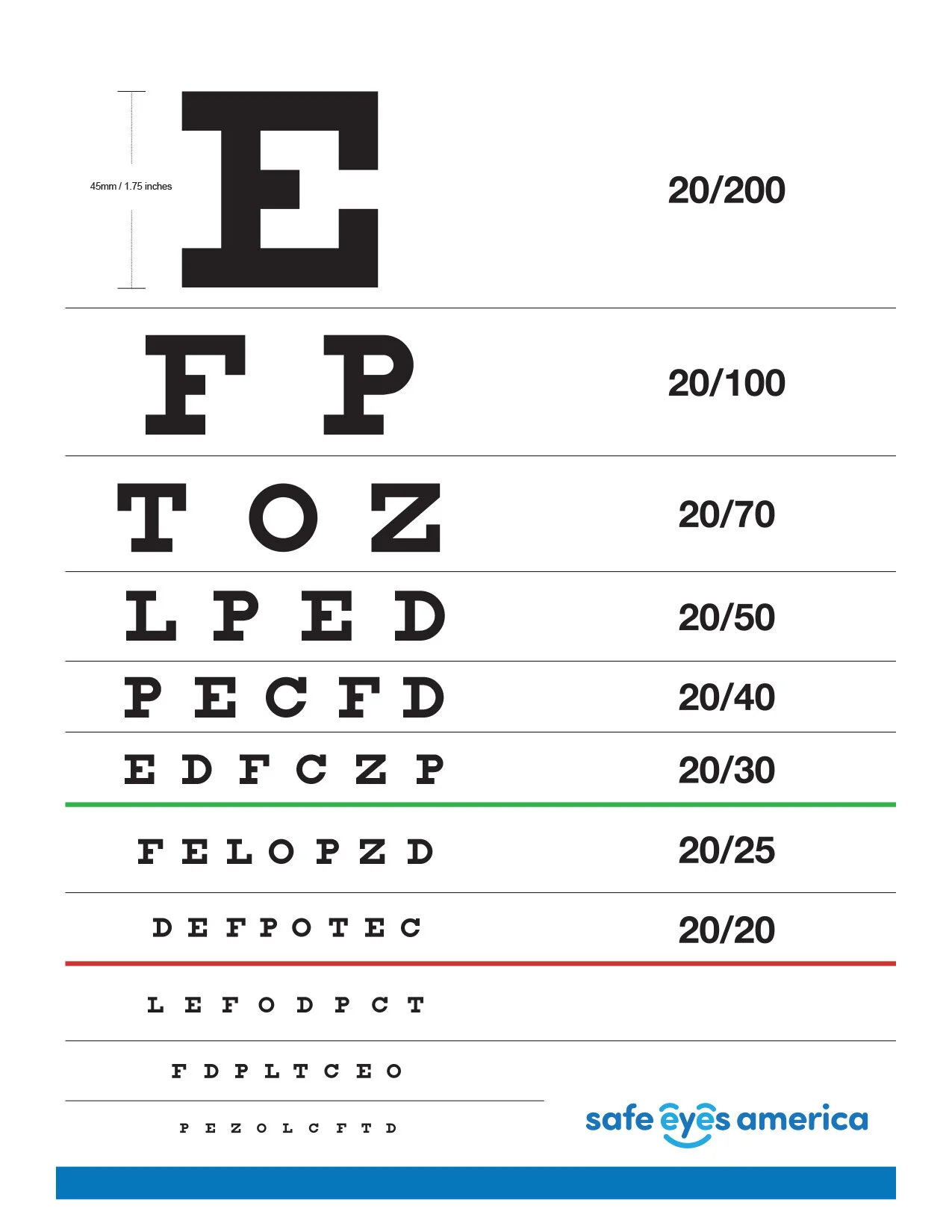 Home Eye Test — Safe Eyes America regarding Eye Testing Chart Printable