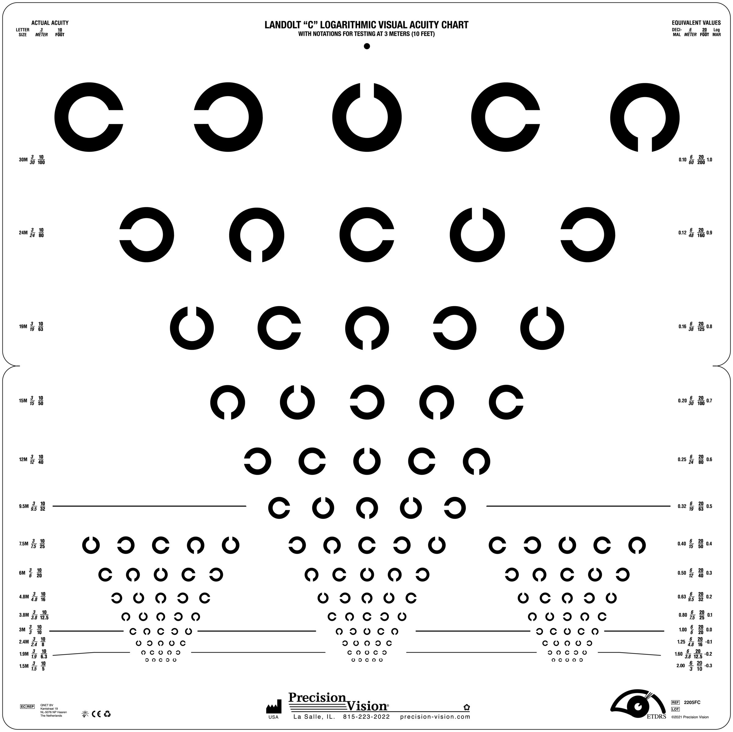 Landolt &amp;quot;C&amp;quot; Folding Chart - Precision Vision inside Printable Landolt C Eye Chart