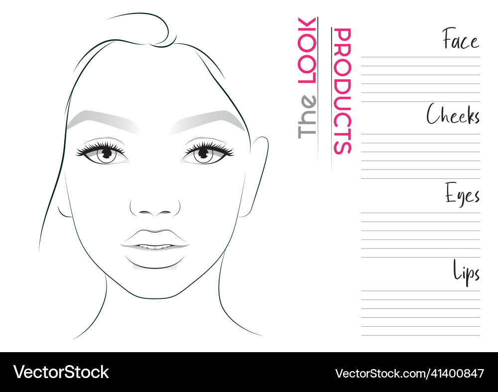 Makeup Artist Face Chart Blank Template Royalty Free Vector pertaining to Eyes Makeup Chart Printables