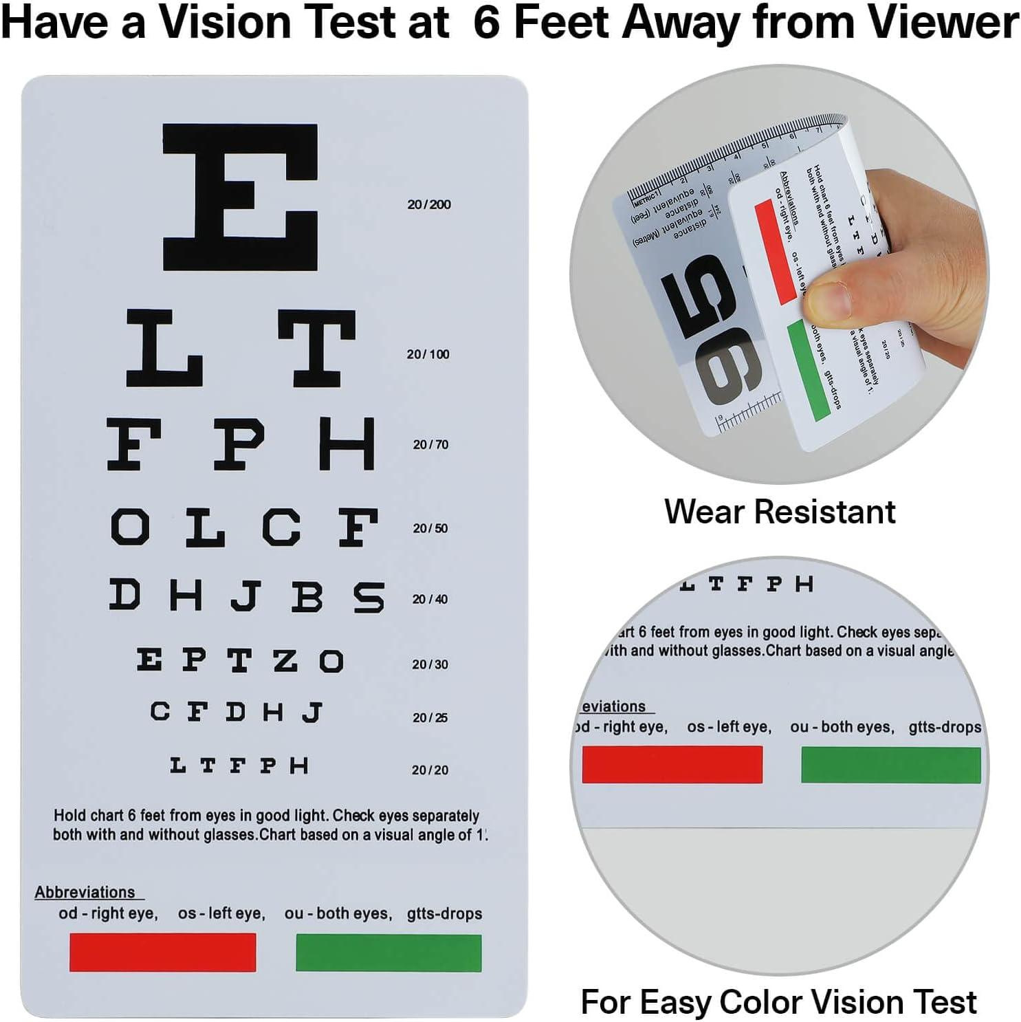 Noyoc 2 Pack Pocket Eye Chart - 6Ft Snellen &amp;amp; Rosenbaum Plastic for Printable Eye Chart 6 Feet