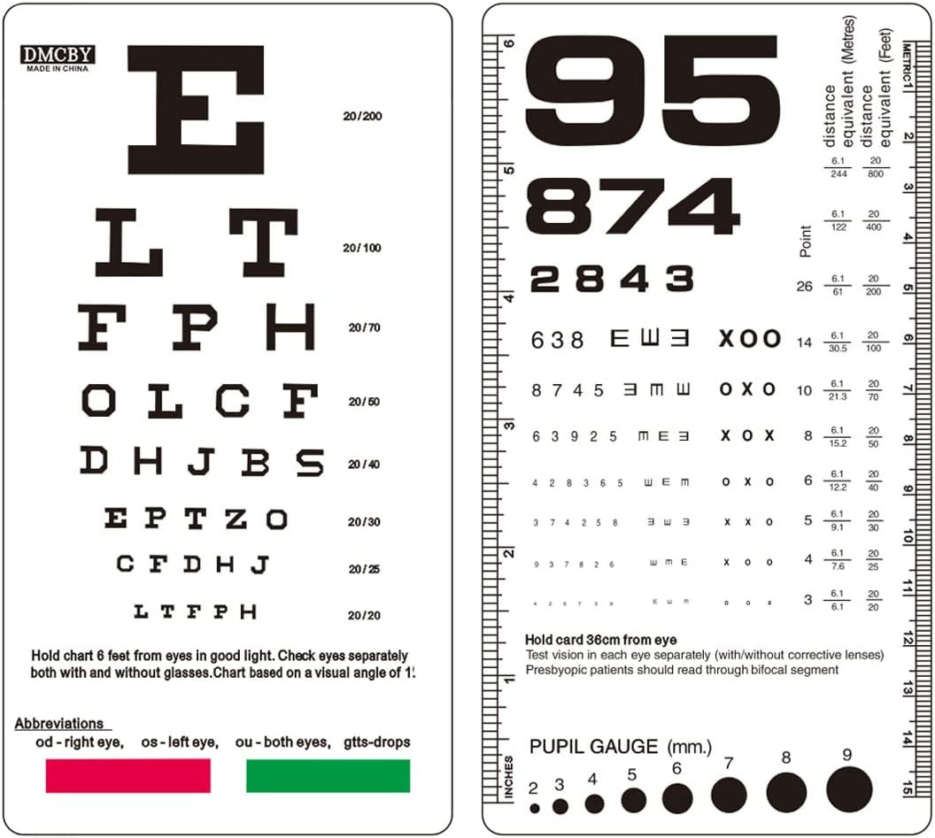 Pocket Eye Chart For Eye Exams, Double-Sided Plastic Qatar | Ubuy in Printable Pocket Size Snellen Eye Chart