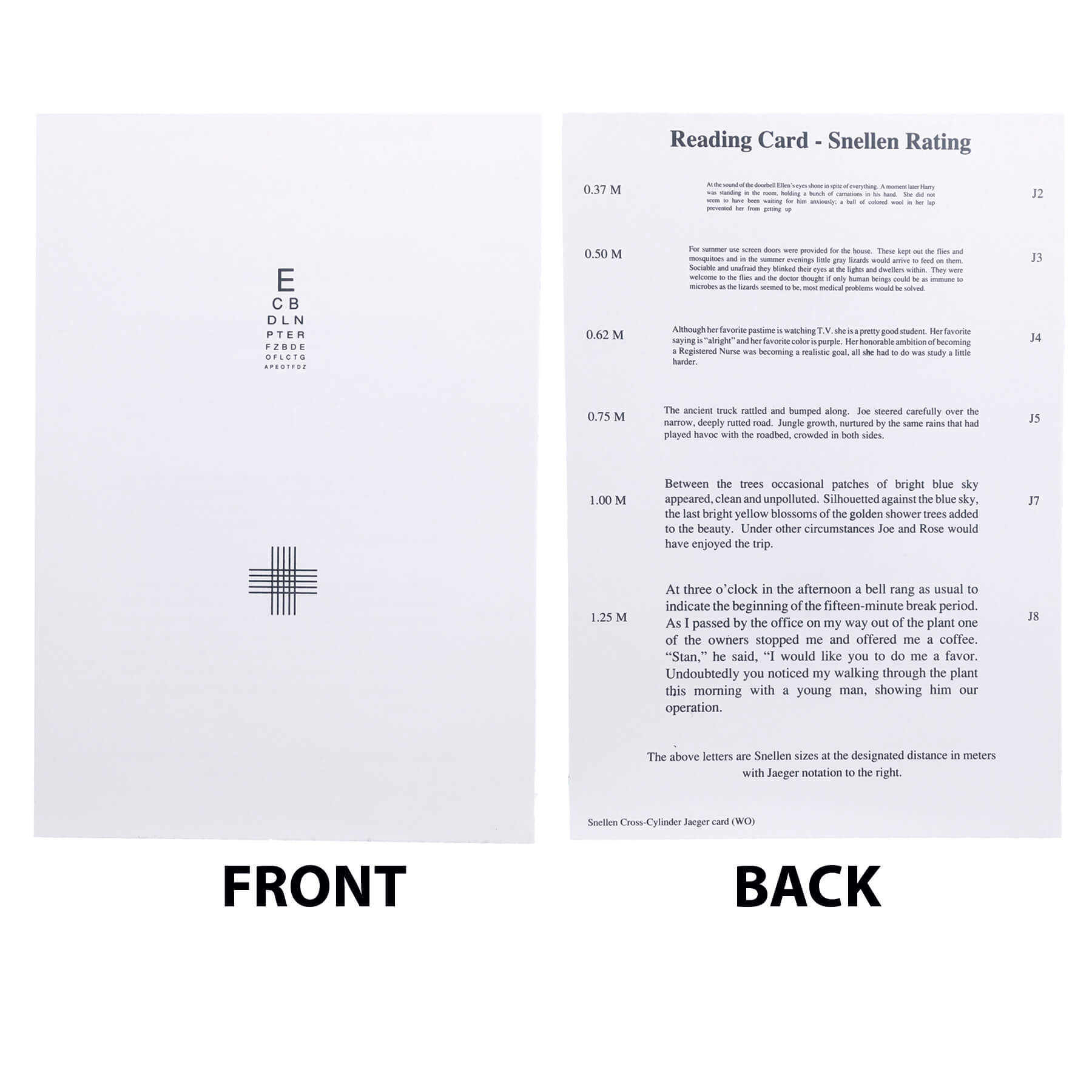 Reduced Snellen &amp;amp; Jaeger Reading Eye Test Card | Amcon Labs regarding Jaeger Eye Chart Conversion To Snellen Printable