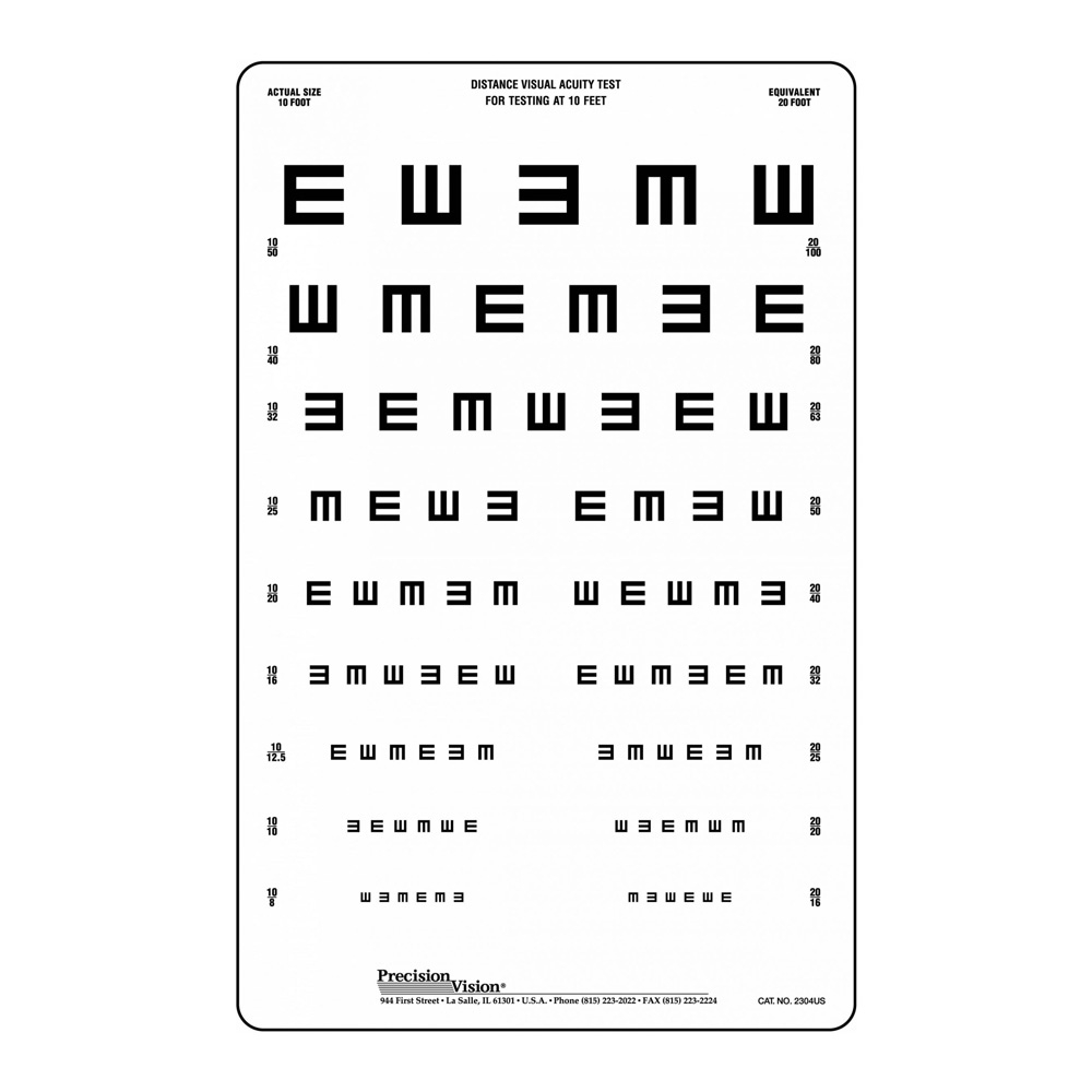 Reliable Tumbling E Eye Chart For Illiterate &amp;amp; Pediatric Vision pertaining to Full Size Printable Eye Exam Chart