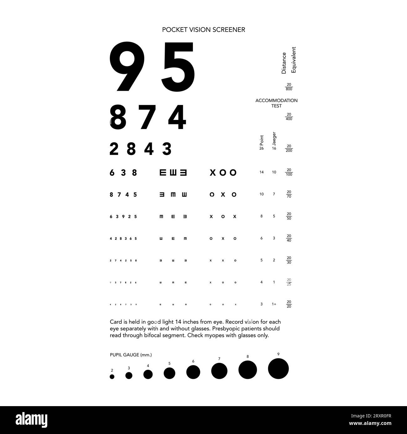 Rosenbaum Pocket Vision Screener Eye Test Chart Medizinische intended for Rosenbaum Chart Printable