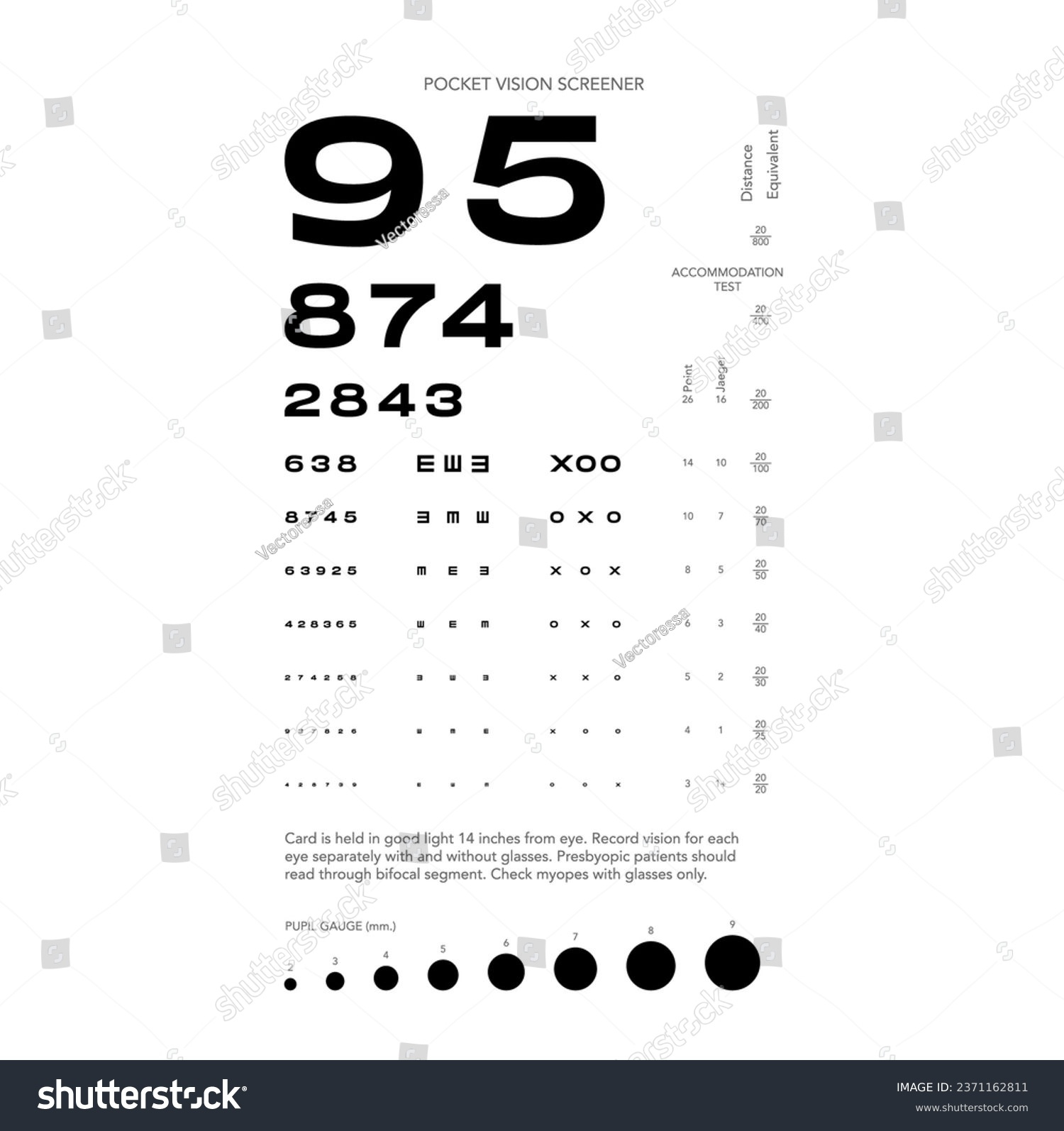 Rosenbaum Pocket Vision Screener Eye Test Stock Vector (Royalty for Rosenbaum Printable Eye Chart