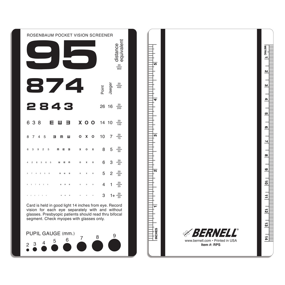 Rosenbaum Pocket Vision Screener - Near Vision Card For Optometrists regarding Rosenbaum Printable Eye Chart