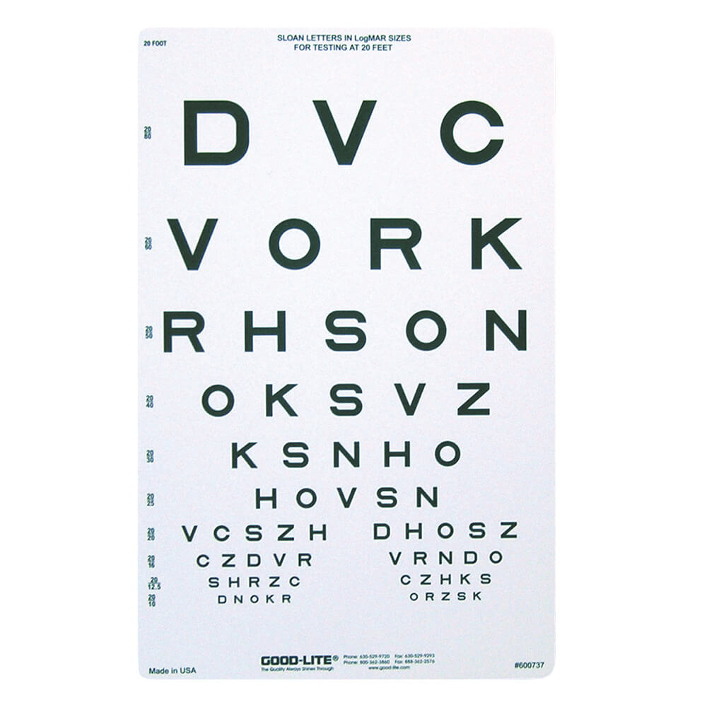 Sloan Letter Eye Chart - 20&amp;#039; Distance | Amcon Labs throughout Printable Sloan Eye Chart