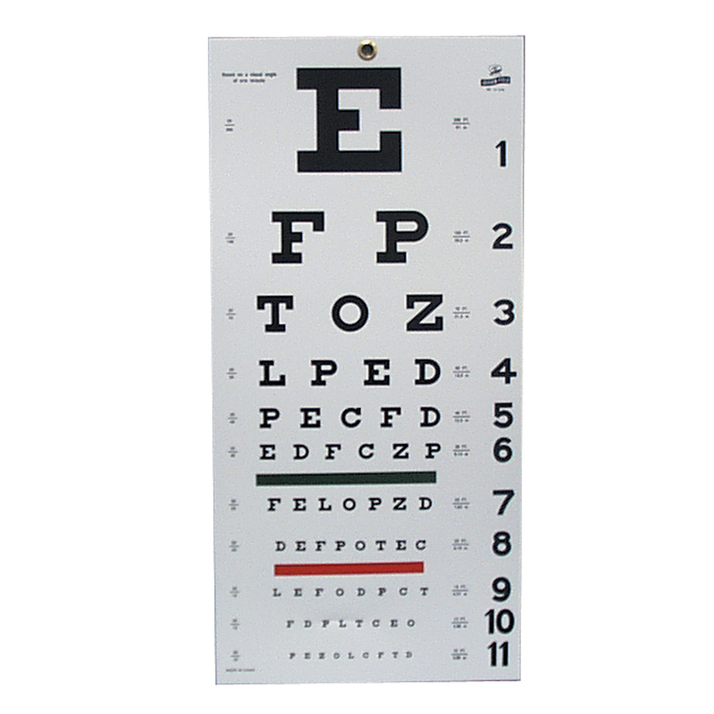 Snellen Eye Chart 20 Foot | 22&amp;quot;X11&amp;quot; | Red-Green Contrast Bars regarding Printable 8.5 X 11 Eye Test Chart