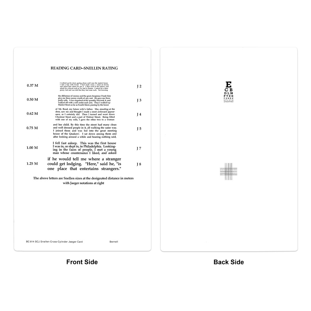 Snellen X-Cyl Jaeger Card - Dual-Sided Near Point Vision Test For intended for Printable Jaeger J2 Eye Chart
