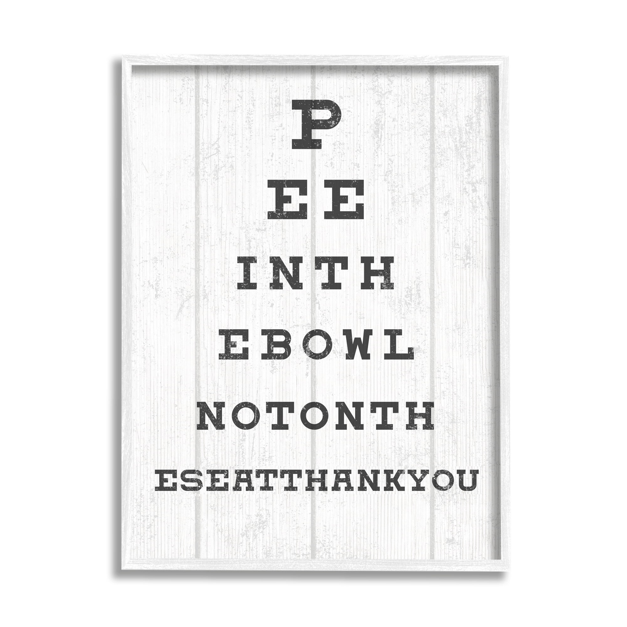 Stupell Industries Eye Chart Pee In Bowl Framed Art Print pertaining to Pee In the Bowl Eye Chart Printable