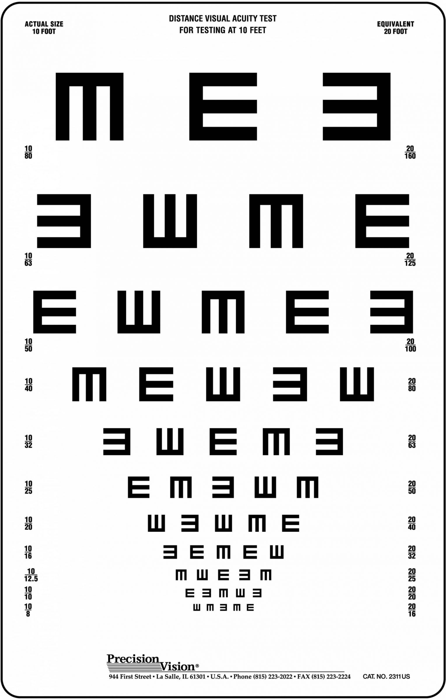 Translucent Tumbling &amp;quot;E&amp;quot; Vision Test Chart - Precision Vision pertaining to Printable Tumbling E Eye Chart