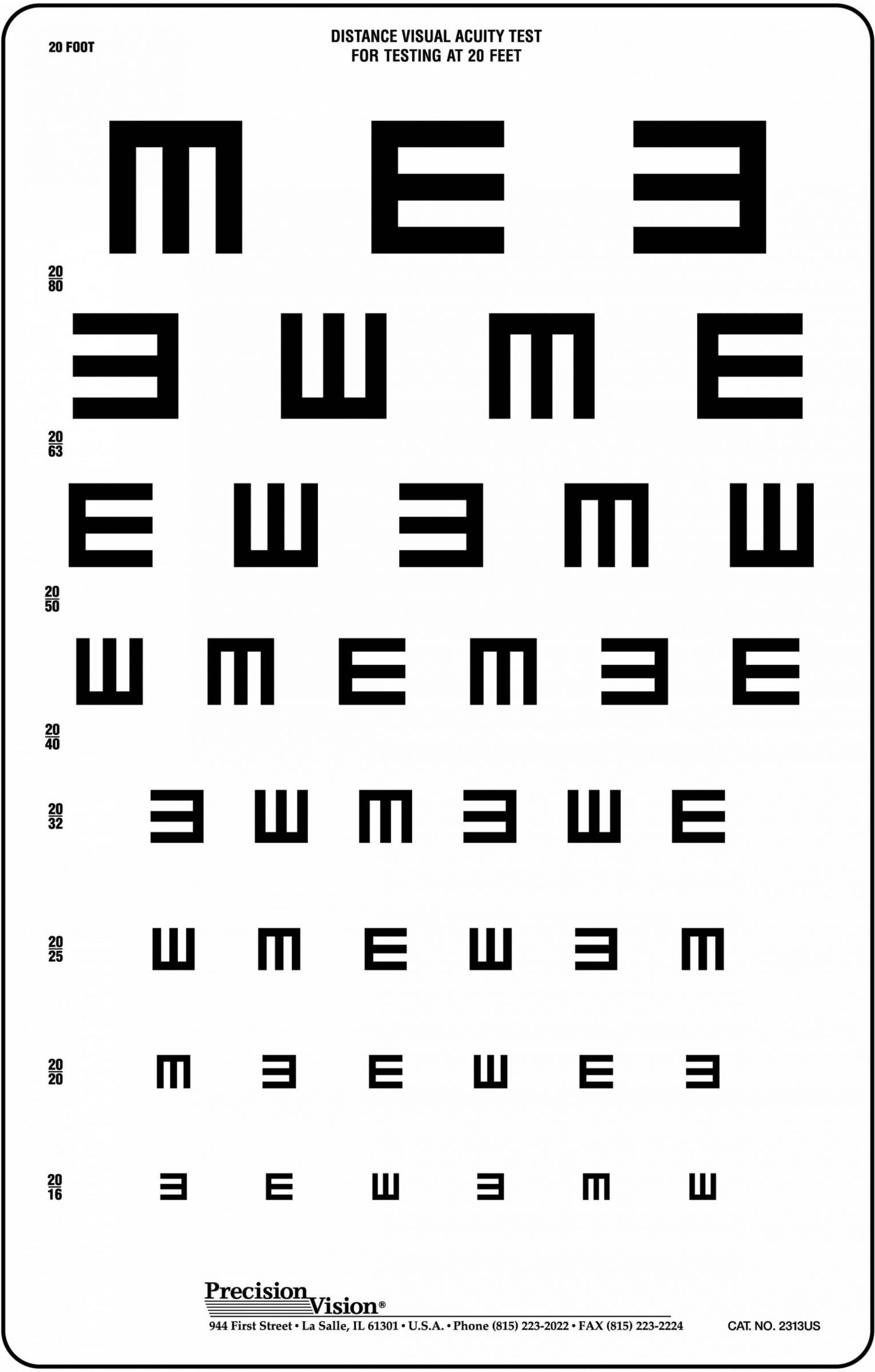 Translucent Tumbling &amp;quot;E&amp;quot; Vision Test Chart - Precision Vision with regard to Tumbling E Eye Chart