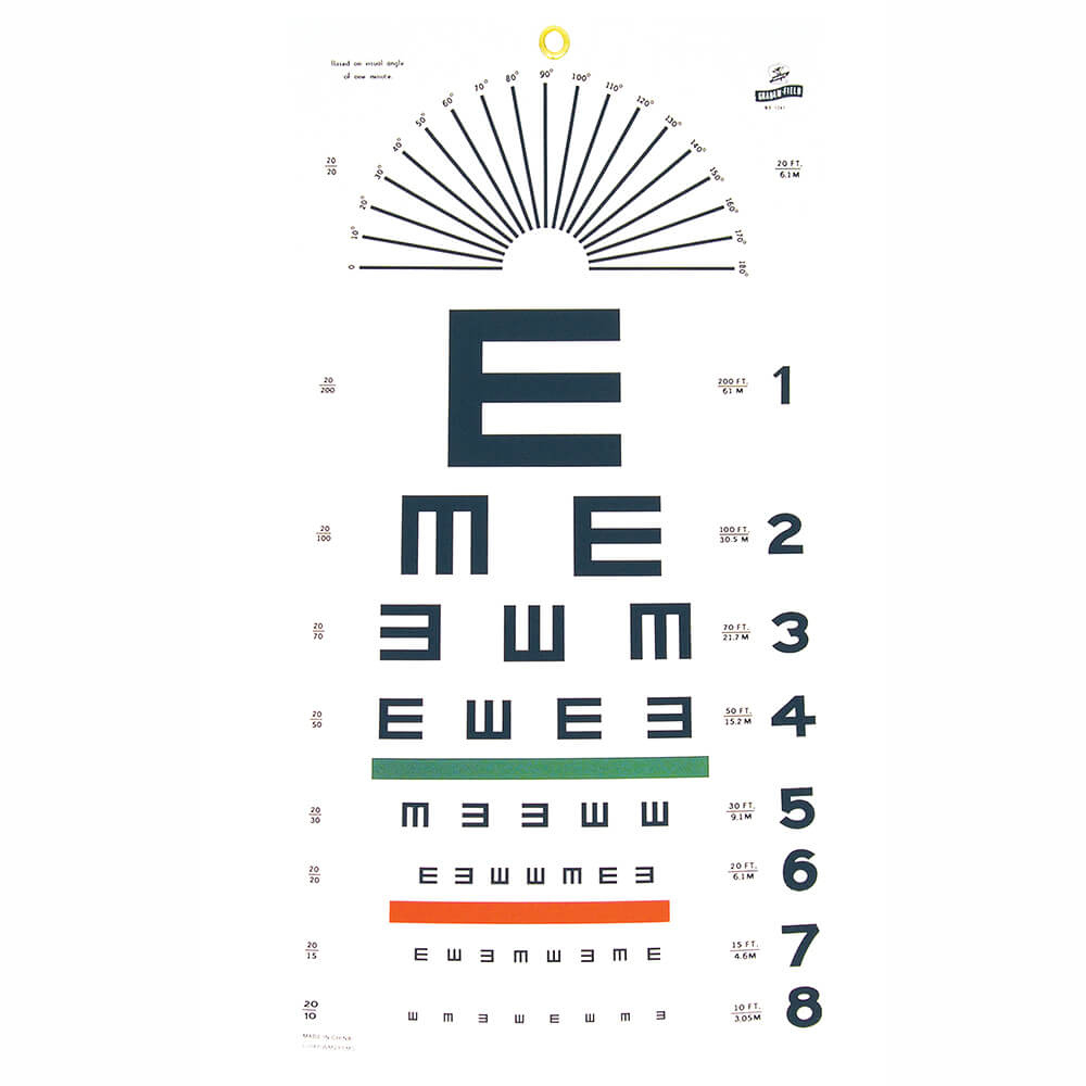 Tumbling E Eye Chart - 20&amp;#039; Distance | Amcon Labs throughout Printable Tumbling E Eye Chart